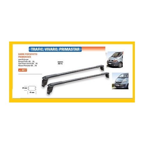 BARRE PORTATUTTO PORTAPACCHI PREMONTATE GEV 4817 PER RENAULT TRAFIC (05...14) OPEL VIVARO (09...14) NISSAN PRIMASTAR (05...14)