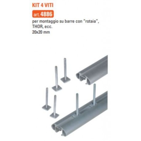 Kit 4 viti per fissaggio portasci alle barre con rotaia Thor ecc. - Gev cod.4886