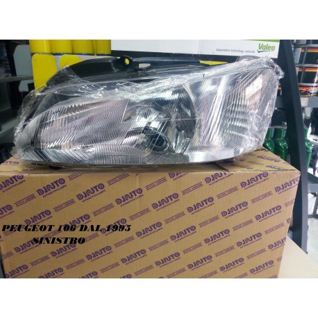 PEUGEOT 106 FARO PROIETTORE ANTERIORE SINISTRO H4 DAL 1995 AL01998 MARCA DJ AUTO 0180405 NUOVO